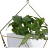imageDeco 79 Metal Geometric Indoor Outdoor Hanging Wall Planter Set of 2 17quot 14quotH White12  15