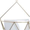 imageDeco 79 Metal Geometric Indoor Outdoor Hanging Wall Planter Set of 2 17quot 14quotH White12  15