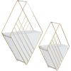 imageDeco 79 Metal Geometric Indoor Outdoor Hanging Wall Planter Set of 2 17quot 14quotH White17  14H