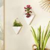 imageDeco 79 Metal Geometric Indoor Outdoor Hanging Wall Planter Set of 2 17quot 14quotH White17  14H
