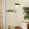 imageDeco 79 Metal Geometric Indoor Outdoor Hanging Wall Planter Set of 2 17quot 14quotH WhiteSet of 2 Plant Hanger 10  9H