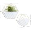 imageDeco 79 Metal Geometric Indoor Outdoor Hanging Wall Planter Set of 2 17quot 14quotH WhiteSet of 2 Plant Hanger 10  9H