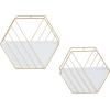 imageDeco 79 Metal Geometric Indoor Outdoor Hanging Wall Planter Set of 2 17quot 14quotH WhiteSet of 2 Plant Hanger 10  9H