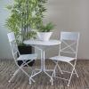 imageDeco 79 Metal Indoor Outdoor Folding 2 Chairs and 1 Table Bistro Set Set of 3 29quot 36quot 36quotH WhiteWhite