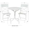 imageDeco 79 Metal Indoor Outdoor Folding 2 Chairs and 1 Table Bistro Set Set of 3 29quot 36quot 36quotH WhiteWhite
