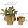 imageDeco 79 Metal Indoor Outdoor Planter Brushed Small Planter Pot Set of 3 Planters 7quot 8quot 10quotH GoldSet of 2 Planters 11  8H
