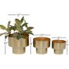 imageDeco 79 Metal Indoor Outdoor Planter Brushed Small Planter Pot Set of 3 Planters 7quot 8quot 10quotH GoldSet of 3 Planters 7  8  10H