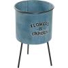 imageDeco 79 Metal Indoor Outdoor Planter Large Planter Pot with Flowers And Garden Text and Black Tripod Legs Set of 3 Planters 20quot 18quot 16quotH Multi Colored