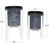 imageDeco 79 Metal Indoor Outdoor Planter Large Planter Pot with Removable Wood Stand Set of 2 Planters 17quot 15quotH WhiteBlack