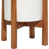 imageDeco 79 Metal Indoor Outdoor Planter Large Planter Pot with Removable Wood Stand Set of 2 Planters 17quot 15quotH WhiteWhite