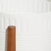 imageDeco 79 Metal Indoor Outdoor Planter Large Planter Pot with Removable Wood Stand Set of 2 Planters 17quot 15quotH WhiteWhite