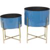 imageDeco 79 Metal Indoor Outdoor Planter Small Planter Pot with Removable Gold Stand Set of 2 Planters 12quot 16quotH PinkBlue