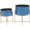 imageDeco 79 Metal Indoor Outdoor Planter Small Planter Pot with Removable Gold Stand Set of 2 Planters 12quot 16quotH PinkBlue