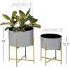 imageDeco 79 Metal Indoor Outdoor Planter Small Planter Pot with Removable Gold Stand Set of 2 Planters 12quot 16quotH PinkGray