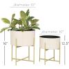 imageDeco 79 Metal Indoor Outdoor Planter Small Planter Pot with Removable Gold Stand Set of 2 Planters 12quot 16quotH PinkPink