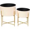 imageDeco 79 Metal Indoor Outdoor Planter Small Planter Pot with Removable Gold Stand Set of 2 Planters 12quot 16quotH PinkPink