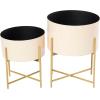 imageDeco 79 Metal Indoor Outdoor Planter Small Planter Pot with Removable Gold Stand Set of 2 Planters 12quot 16quotH PinkPink