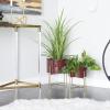 imageDeco 79 Metal Indoor Outdoor Planter Small Planter Pot with Removable Gold Stand Set of 2 Planters 12quot 16quotH PinkRed