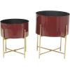 imageDeco 79 Metal Indoor Outdoor Planter Small Planter Pot with Removable Gold Stand Set of 2 Planters 12quot 16quotH PinkRed