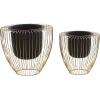 imageDeco 79 Metal Indoor Outdoor Planter Small Planter Pot with Removable Gold Wire Stand Set of 2 Planters 10quot 12quotH BlackBlack