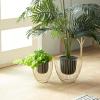 imageDeco 79 Metal Indoor Outdoor Planter Small Planter Pot with Removable Gold Wire Stand Set of 2 Planters 10quot 12quotH BlackBlack