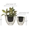 imageDeco 79 Metal Indoor Outdoor Planter Small Planter Pot with Removable Gold Wire Stand Set of 2 Planters 10quot 12quotH BlackBlack