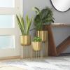 imageDeco 79 Metal Indoor Outdoor Planter Small Planter Pot with Removable Gold Wire Stand Set of 2 Planters 10quot 12quotH BlackGold