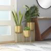 imageDeco 79 Metal Indoor Outdoor Planter Small Planter Pot with Removable Gold Wire Stand Set of 2 Planters 10quot 12quotH BlackGold