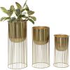 imageDeco 79 Metal Indoor Outdoor Planter Small Planter Pot with Removable Gold Wire Stand Set of 2 Planters 10quot 12quotH BlackGold