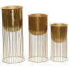 imageDeco 79 Metal Indoor Outdoor Planter Small Planter Pot with Removable Gold Wire Stand Set of 2 Planters 10quot 12quotH BlackGold