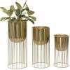 imageDeco 79 Metal Indoor Outdoor Planter Small Planter Pot with Removable Gold Wire Stand Set of 2 Planters 10quot 12quotH BlackGold