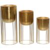 imageDeco 79 Metal Indoor Outdoor Planter Small Planter Pot with Removable Gold Wire Stand Set of 2 Planters 10quot 12quotH BlackGold