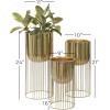 imageDeco 79 Metal Indoor Outdoor Planter Small Planter Pot with Removable Gold Wire Stand Set of 2 Planters 10quot 12quotH BlackGold
