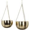imageDeco 79 Metal Indoor Outdoor Wall Planter Indoor Outdoor Hanging Dome Hanging Planter with Chain Set of 2 Plant Hanger 5quot 7quotH SilverGold