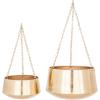 imageDeco 79 Metal Indoor Outdoor Wall Planter Indoor Outdoor Hanging Dome Hanging Planter with Chain Set of 2 Plant Hanger 5quot 7quotH SilverGold