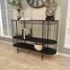 imageDeco 79 Metal Narrow Oval 2 Shelf Console Table with Open Wire Frame 48 x 14 x 34 Black