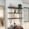 imageDeco 79 Metal Oval 3 Shelf Wall Shelf 28quot x 8quot x 28quot BlackBlack
