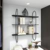 imageDeco 79 Metal Oval 3 Shelf Wall Shelf 28quot x 8quot x 28quot BlackBlack