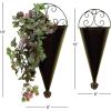 imageDeco 79 Metal Scroll Indoor Outdoor Wall Planter Indoor Outdoor Cone Hanging Planter Set of 2 Plant Hanger 18quot 15quotH Black