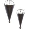 imageDeco 79 Metal Scroll Indoor Outdoor Wall Planter Indoor Outdoor Cone Hanging Planter Set of 2 Plant Hanger 18quot 15quotH Black