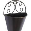 imageDeco 79 Metal Scroll Indoor Outdoor Wall Planter Indoor Outdoor Cone Hanging Planter Set of 2 Plant Hanger 18quot 15quotH Black