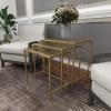 imageDeco 79 Metal Side End Accent Table End Table with Clear Glass Top Set of 3 Side Table 24quot 22quot 20quotW Gold