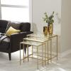 imageDeco 79 Metal Side End Accent Table End Table with Clear Glass Top Set of 3 Side Table 24quot 22quot 20quotW Gold