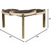 imageDeco 79 Petrified Stone Handmade Petrified Wood Coffee Table with Gold Base 40quot x 40quot x 19quot Brown