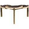 imageDeco 79 Petrified Stone Handmade Petrified Wood Coffee Table with Gold Base 40quot x 40quot x 19quot Brown