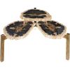 imageDeco 79 Petrified Stone Handmade Petrified Wood Coffee Table with Gold Base 40quot x 40quot x 19quot Brown