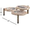 imageDeco 79 Petrified Stone Handmade Petrified Wood Coffee Table with Gold Base 40quot x 40quot x 19quot Brown