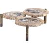 imageDeco 79 Petrified Stone Handmade Petrified Wood Coffee Table with Gold Base 40quot x 40quot x 19quot Brown