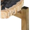 imageDeco 79 Petrified Stone Handmade Petrified Wood Coffee Table with Gold Base 40quot x 40quot x 19quot Brown