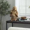 imageDeco 79 Polystone Buddha Meditating Sculpture with Engraved Carvings and Relief Detailing 11quot x 9quot x 17quot CopperBronze